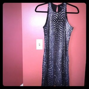 Black and silver Glitter detailed dress